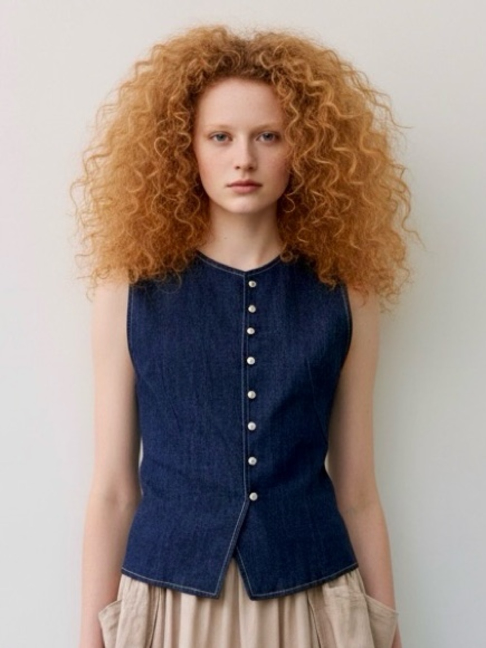 NWT Zara Asymmetrical Indigo Linen Vest